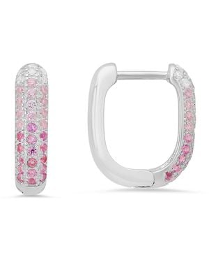 Kylie Harper Sterling Ombre Pave Hoop Earrings - White