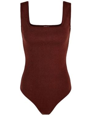 NUMBAT Lara Ribbed Organic Comfort Bodysuit-Cinnamon - Brown