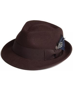 Dasmarca Hats Darwin Felt Trilby With Feather - Brown