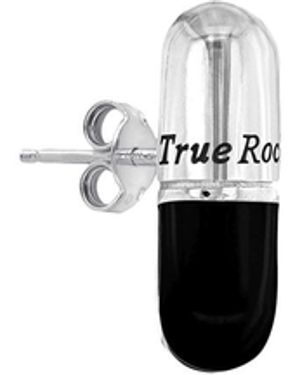 True Rocks Sterling Silver & Black Enamel Pill Stud - White