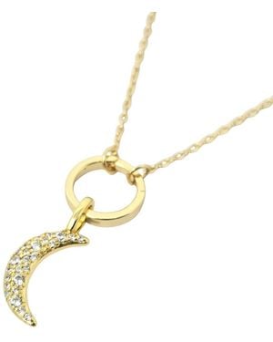 Harfi Plated Crescent Moon Pendant Charm Necklace - Metallic