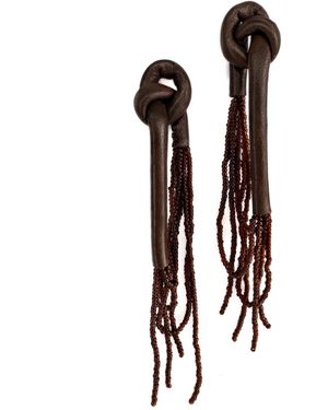 WAIWAI Knot Bead Strand Earrings - Black