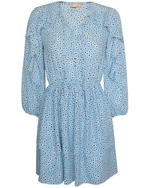 2KStyle Biatrice Floral Print Ruffled Mini Dress - Blue