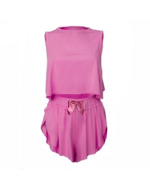 Loreen Label Crop Top & Butterfly Shorts - Pink