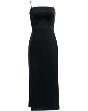 Nomi Fame Amara Crepe Satin Midi Dress With Adjustable Straps - Black