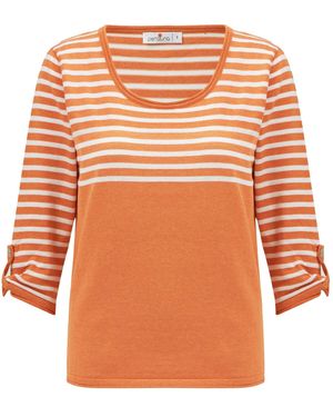 Peraluna Sailor Striped Knitwear 3/4 Sleeve Pullover - Orange