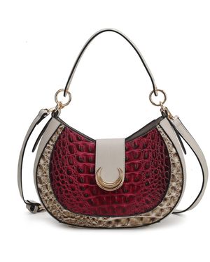 Mkf Collection - J'omor Jain Croc-Embossed Shoulder Bag - Purple