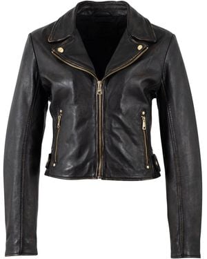 Mauritius Leather Biker Jacket With Hardware Hazie - Black