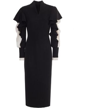 Julia Allert Occasion Midi Dress With Ruffled Sleeves - Black