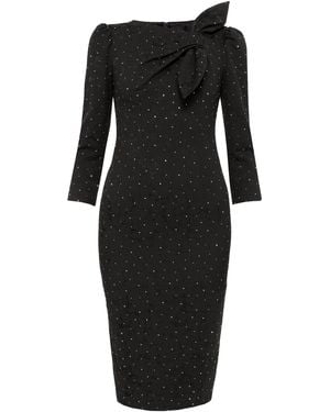 Nissa Rhinestone-Embellished Brocade Midi Dress - Black