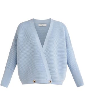 Paisie Ribbed Wrap Cardigan - Blue