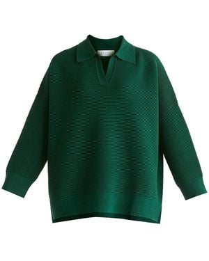 Paisie Polo Collar Ribbed Jumper - Green