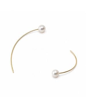 Silver Moon Line-Plated Sterling Pearl Earrings - White