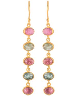 Opium Jewels Five Tier Oval Drops - Pink