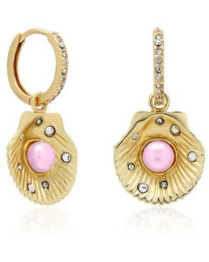 Oceanus Sea Shell Pearl Earrings - Metallic