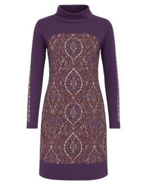Conquista Straight Print Mini Dress - Purple