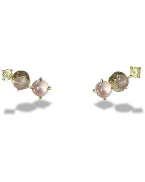 Onia Rose Quartz, Peridot & Moonstone Tri-Studs - Metallic