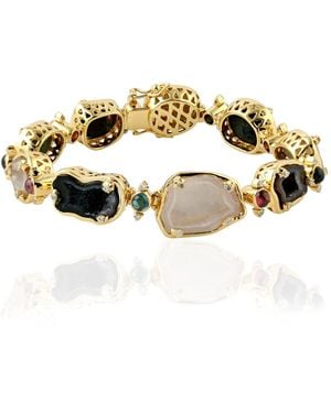 Artisan 18K & Geode & Multi Tourmaline Diamond Bracelet - Metallic