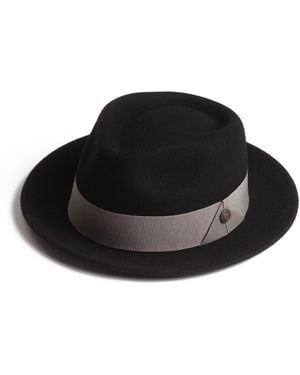 Dasmarca Hats James Carbon Milange Felt Wide Brim Wool Felt Fedora Hat - Black