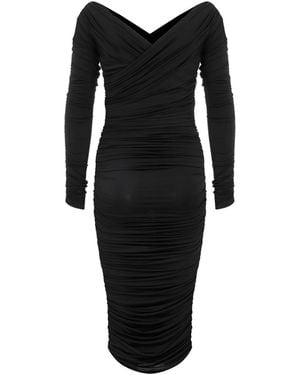 NAZLI CEREN Jilou Draped Jarsey Midi Dress - Black