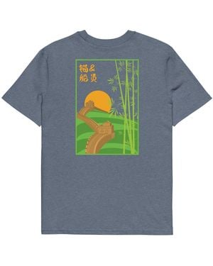 Anchor and Crew Heather Great Wall Of China Landmark Organic Cotton T-Shirt - Blue