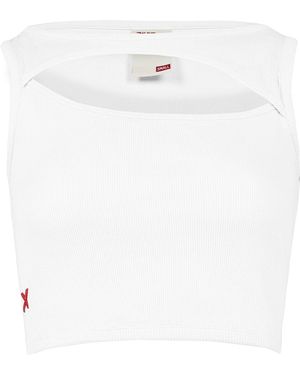 Pcfg Neutrals Free Heaven Rib Crop Tank Top - White