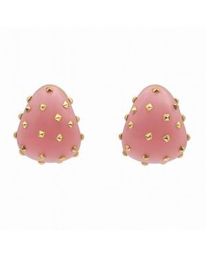 Michael Nash Jewelry Maristella Studded Resin Pierced Hoop Earrings - Pink
