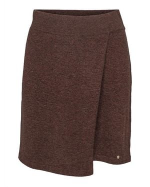 tirillm Anette Merino Wool Skirt With Wrap Front, Dark Melange - Brown