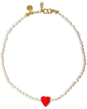 Kybele Studio Riviera Crush Necklace With Glass & Genuine Pearls - Metallic