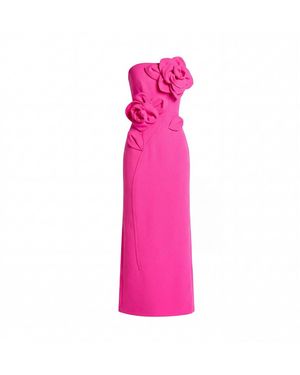 Mac Duggal Strapless Crepe Dress With 3D Flower Detail - Pink