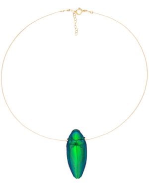 Oana Savu Beetle Real Insect Scarab Elegant Luxury Choker - Metallic