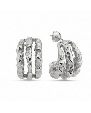 LINYA JEWELLERY Terty Amorphous Triple Hoop Earrings - Metallic