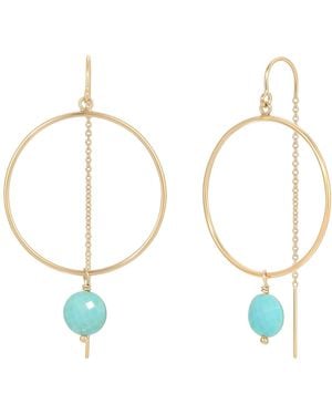 Heather Hawkins Jewelry Coin Gemstone Hoop Threader Earrings - Blue