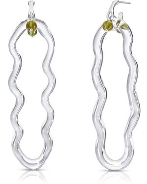 Karen Kriegel Neutrals Wavy Earrings With Glass Link - Metallic