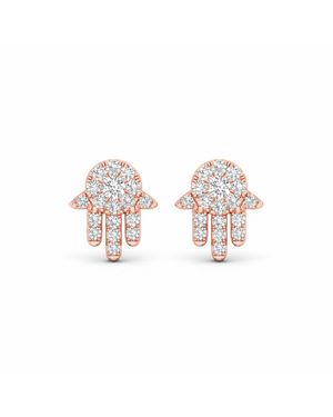 Artisan Rose 18K Rose Diamond Hamsa Hand Stud Earrings - Pink