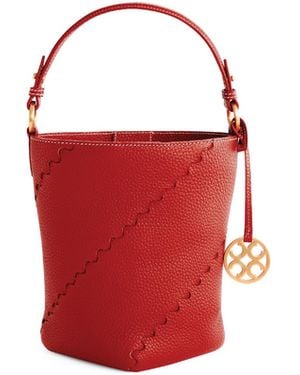 Orange Cube Mosaic Slouch Bucket Bag - Red