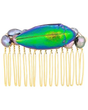 Oana Savu Beetle Scarab Insect Wedding Hair Comb Party Hair Accessory - Green