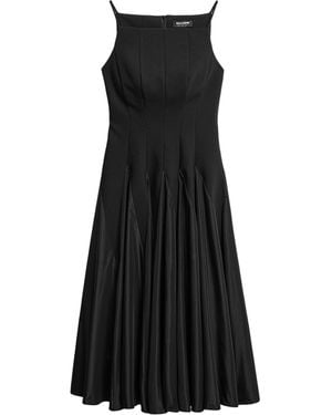 Nocturne Square-Neck Pleated Midi Dress - Black