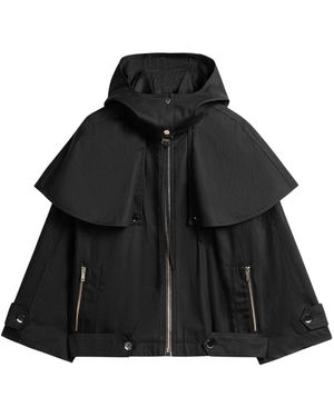 Nocturne Hooded Short Trench Jacket - Black