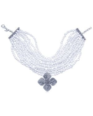 Bayemeyc Eterna Luxe Multi Strand Pearl Necklace - Blue