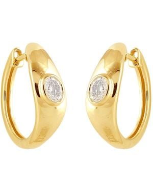 Artisan Bezel Set Oval Diamond Hoop Earrings - Pink