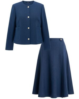 Stovaria Merino Wool Jacket Skirt Set - Blue