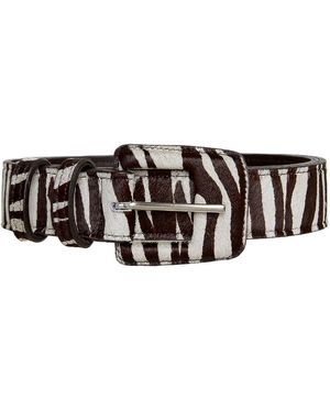 BeltBe Calf-Hair Leather Rectangle Buckle Belt - Black