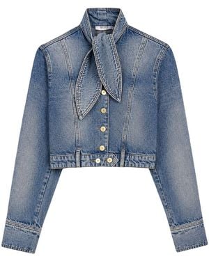 Nocturne Collar Tie Denim Jacket - Blue