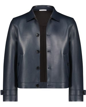 George Patrick Bonded Leather Laser Cut Jacket - Blue