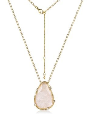 Rare Matters Jewelry Organic Clear Quartz Teardrop Necklace - Metallic