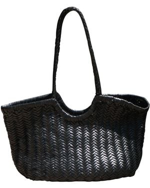 Rimini Woven Leather Handbag - Black