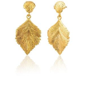 Milou Jewelry Linden Leaf Drop Earrings - Metallic