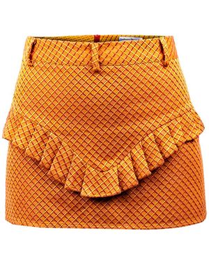 GUILLAUME ALEXANDRE Waffle Organic Cotton Mini Skirt - Orange