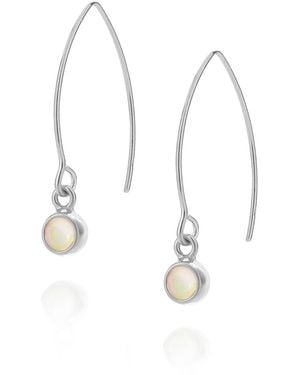 Nellou Jewellery Ethiopian Opal Gem Dot Arc Earrings - Metallic